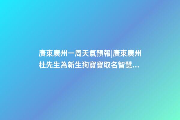 廣東廣州一周天氣預報|廣東廣州杜先生為新生狗寶寶取名智慧型套餐-第1張-公司起名-玄機派